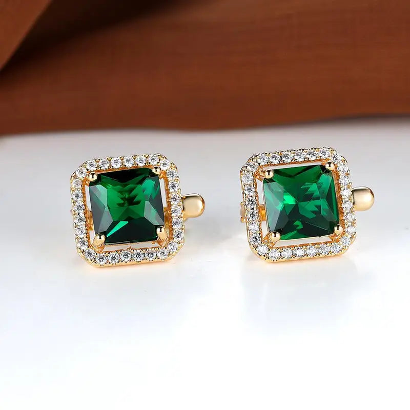 Pendientes de zirconia verde en oro | Oro