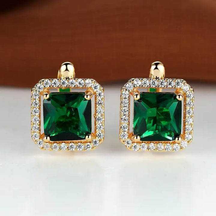 Pendientes de zirconia verde en oro | Oro