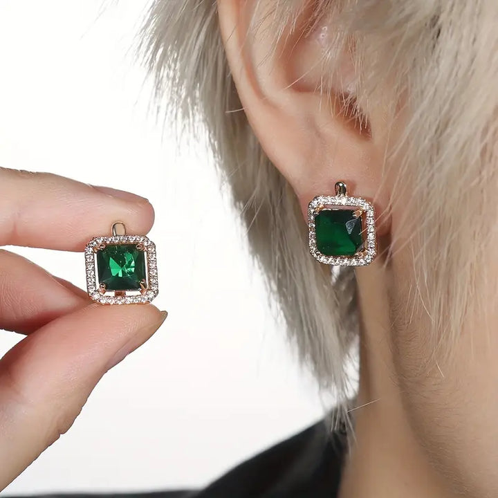 Pendientes de zirconia verde en oro | Oro