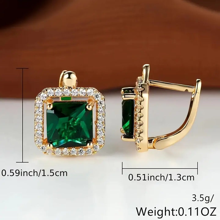 Pendientes de zirconia verde en oro | Oro