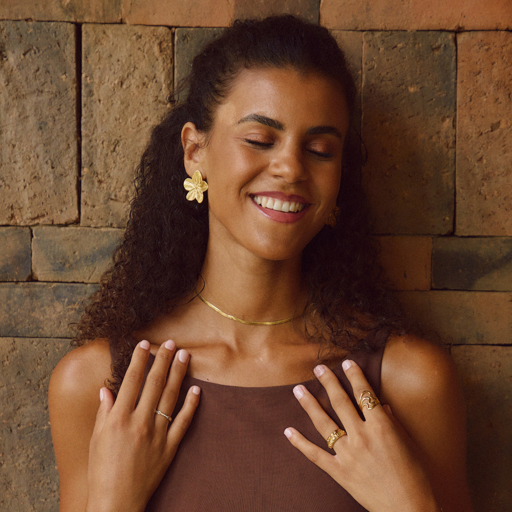 Gold flower earrings