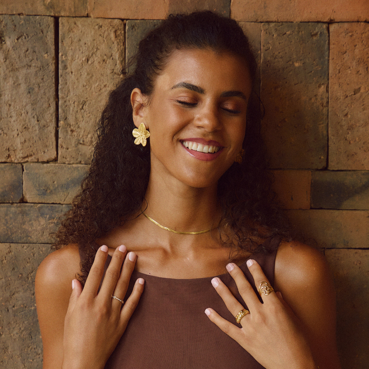 Gold flower earrings