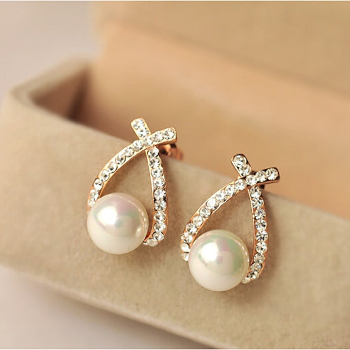 Pendientes con perlas y brillo