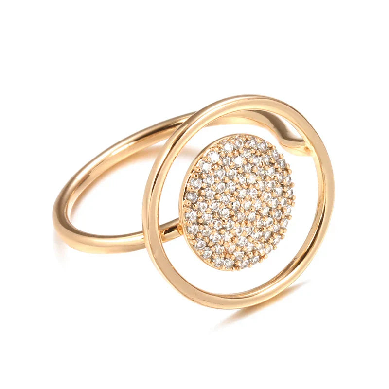 Anillo de dama único con recubrimiento de circonita, oro rosa de 585