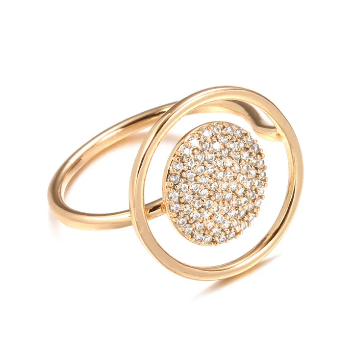 Anillo de dama único con recubrimiento de circonita, oro rosa de 585