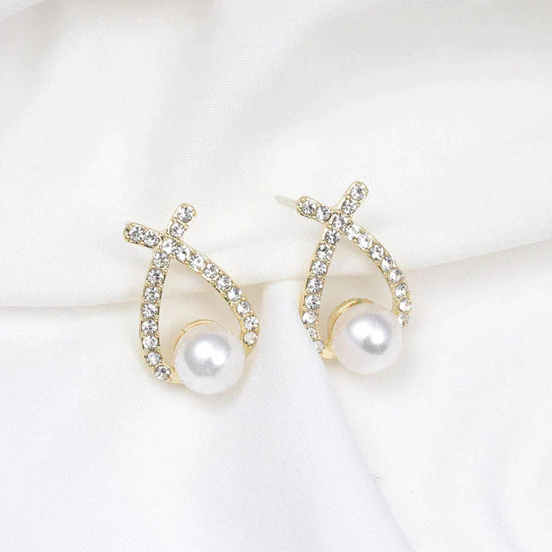 Pendientes con perlas y purpurina