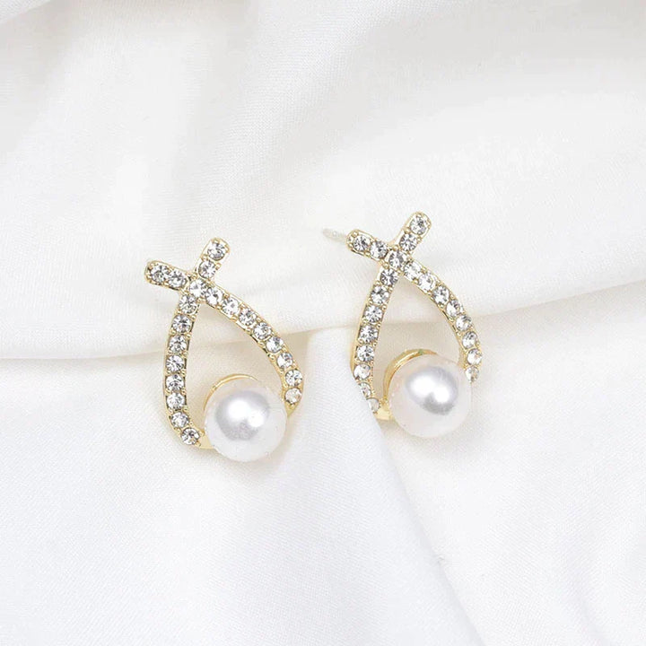 Pendientes con perlas y purpurina