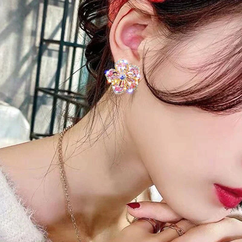 Pendientes de zirconia multicolor en plata