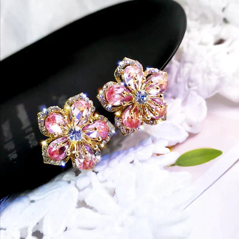 Pendientes de zirconia multicolor en plata