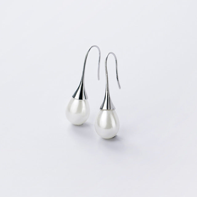Pendientes de gota con perlas