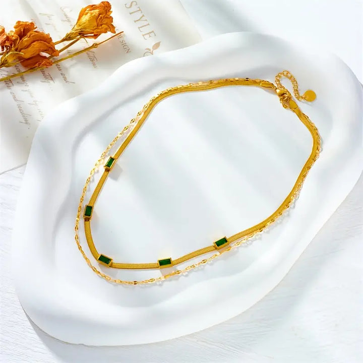 Collar Retro-Doble Capa Sorella Gem | Oro