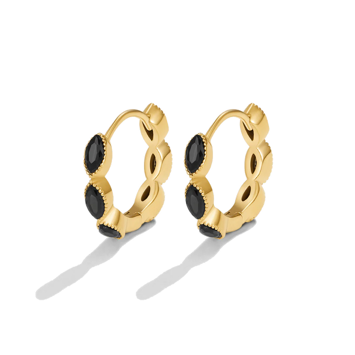 Mini Onyx Hoop Earrings