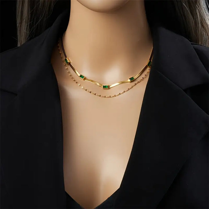 Collar Retro-Doble Capa Sorella Gem | Oro