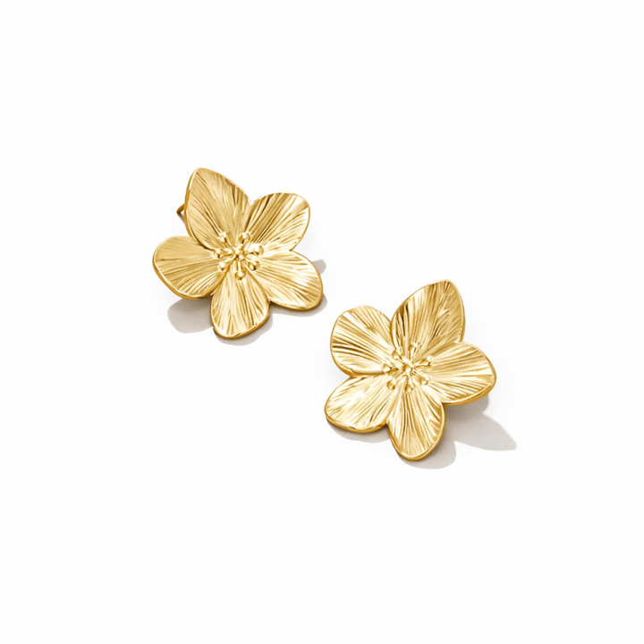 Gold flower earrings