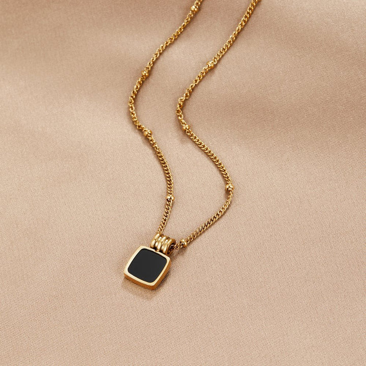 Lucia Necklace with Black Pendant
