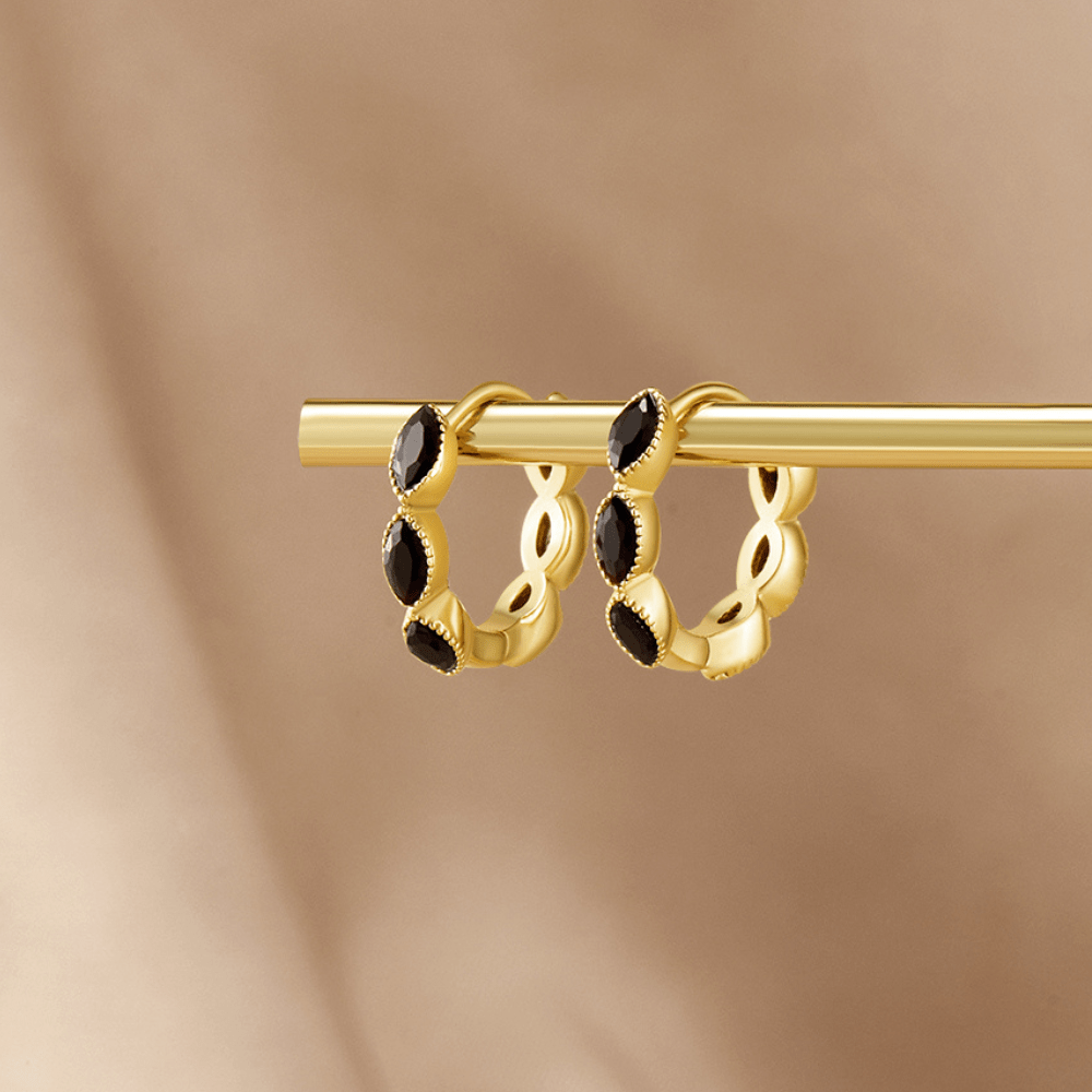 Mini Onyx Hoop Earrings
