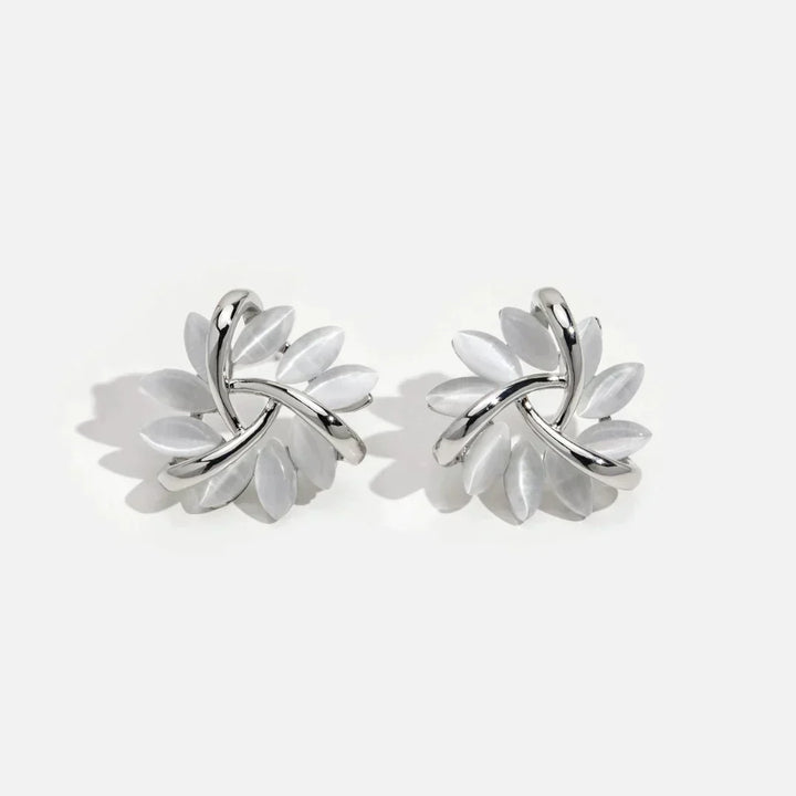 Pendientes de aro con flores de ópalo de oro